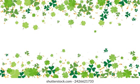 Banner or frame for Saint Patrick s Day with green clover and gold confetti celebration element holiday