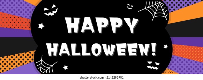 plantilla de marco de banner con línea de enfoque y puntos de polka para Halloween