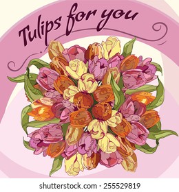 banner frame with tulips; floral design; 