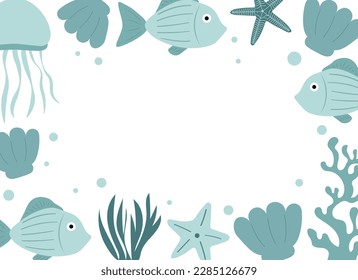 Banner frame Underwater world background vector illustration