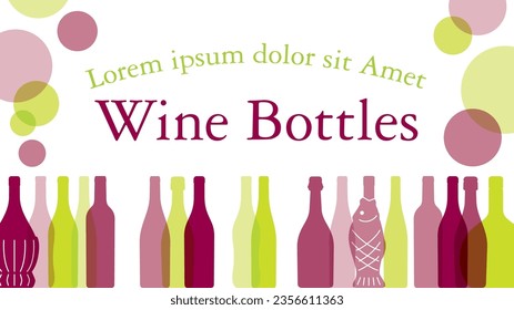 Banner frame of wine bottles in 16:9 ratio.