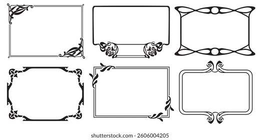 Banner frames with style Art Nouveau ornament vector set.