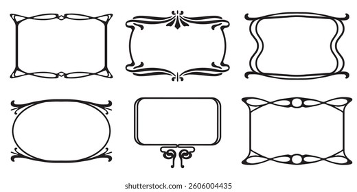 Banner frames with style Art Nouveau ornament vector set.