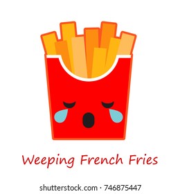 Banner French Fries Emotions. Cute cartoon. Vector illustration.