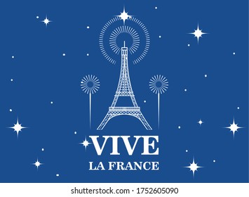 banner for the French national day, label vive la france vector illustration design