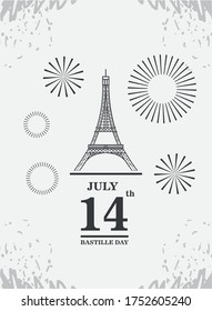 banner for the French national day, label 14th july bastille day vector illustration design