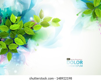 banner with fresh green leaves 