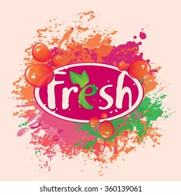 banner for fresh juices with splashes and spots
