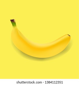 Banner With Fruit Banana With Gradient Mesh, Vector Illustration