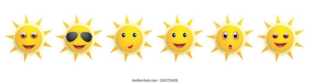 A banner with funny sun smileys. Eps 10 vector file.