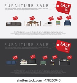 Banner Furniture Sale Advertisement Flayers Vector Illustration