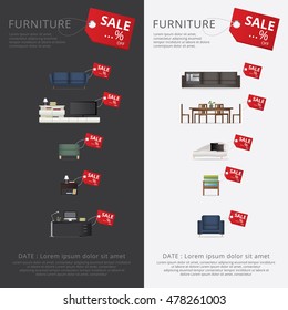 Banner Furniture Sale Advertisement Flayers Vector Illustration
