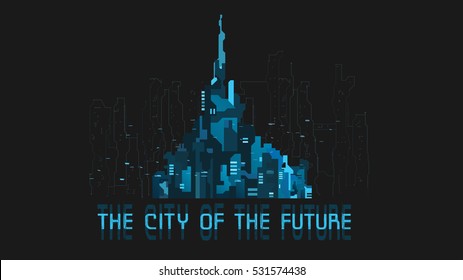 Ciudad futurista en banner