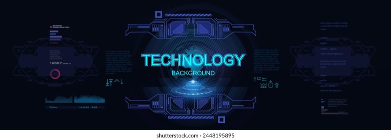 Banner with futuristic technology splash screen. Concept banner futuristic technology with modern digital graphics and abstract HUD elements. Digital technologies and advertising