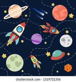 The banner of galaxy pattern in flat vector style. Illustration for background, graphic,content , banner, sticker label and greeting card.