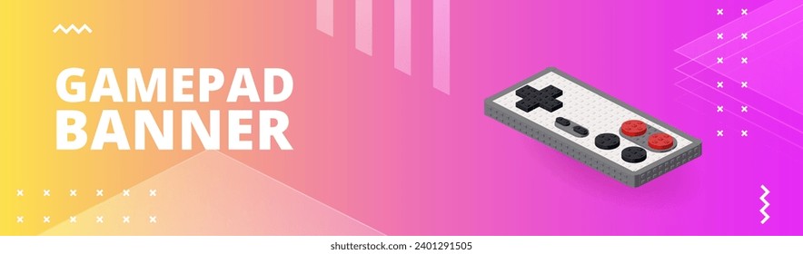 Banner with a gamepad for printing and design. Vector illustration.