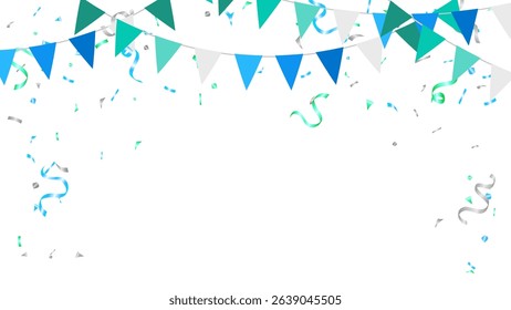Banner with garland of flags and confetti for pride month, party, birthday, carnival vector illustration. card