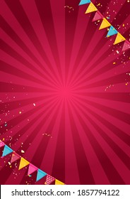 Banner with garland of flags and ribbons. Holiday Party background for birthday party, carnaval template. Vector Illustration EPS10