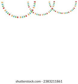 Banner with garlands. Colored light bulbs on white.