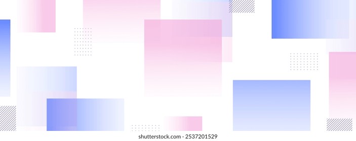 Geometrischer Banner-Hintergrund. blaue und rosafarbene Abstufungen transparent. box pattern.shape.abstract memphis.eps 10