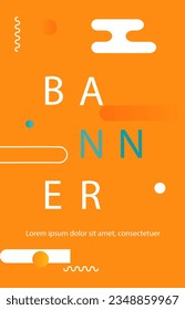 Banner mit geometrischen Figuren Konzept. Minimalistische abstrakte Kreativität und Kunst. Trendy Poster oder Cover für soziale Medien. Vorlage, Layout und Muster. Cartoon-Flavektor-Vektorgrafik