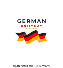 Banner for German Unity Day with flag and text on white background  hand drawn illustration  vector design illustration  logo