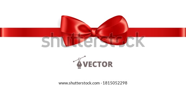 Banner with gift bow. Red ribbon isolated. Gift card\
design template. Vector holiday decoration. Great for christmas and\
birthday cards, sale banners. Easy to change colors and reposition\
the bow. 