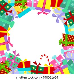 Banner with gift boxes for Christmas or New Year.