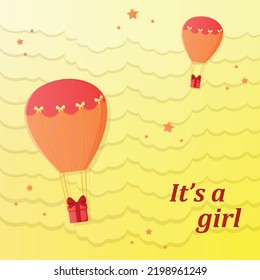 The banner It's a girl. Baby shower. Vector illustration