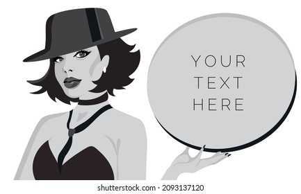 banner with girl in black and white.fashion girl.discolored banner