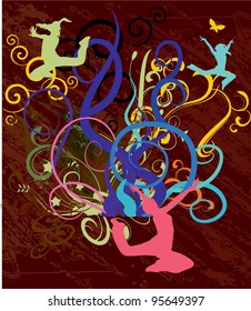 banner with girl dancer cool grunge idea vector