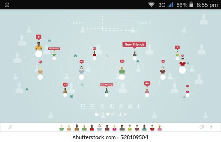 Banner global chating and teamwork. New Friends. Flat vector illustration.