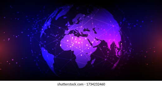 Banner with globe and network communications design
