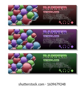 Banner glossy round element abstract header set colorful