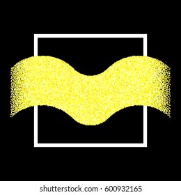 banner gold ribbon. precious bracelet. poster with yellow wavy stripe. white frame. black background. vector illustration