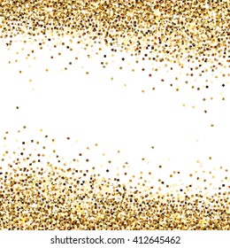 Banner Of Gold Sequins On A White Background