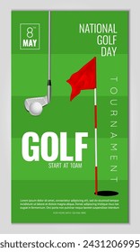 Banner of golf tournament, match, game. Vector illustration
