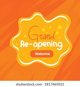 banner of grand reopening on orange background vector illustration design