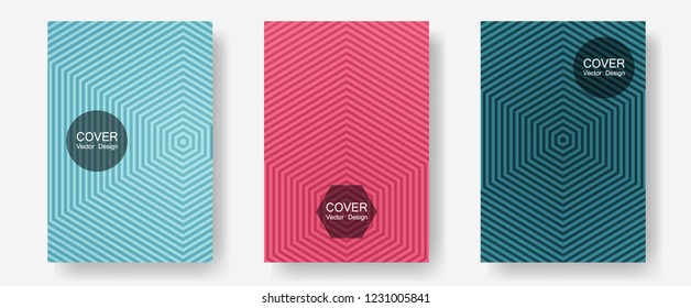 Banner graphics cool vector templates set. Liner faded gradation. Halftone lines annual report templates. Modern pink blue branding. Abstract banners graphic design with lined shapes.