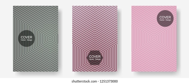 Banner graphics cool vector templates set. Technicolor composition. Halftone lines annual report templates. Futuristic style. Abstract banners graphic design with lined shapes.