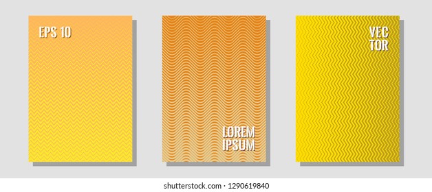 Banner graphics cool vector templates set. Music album adverts. Zigzag halftone lines wave stripes backdrops. Hipster placards. Abstract banners graphic design with lined shapes.
