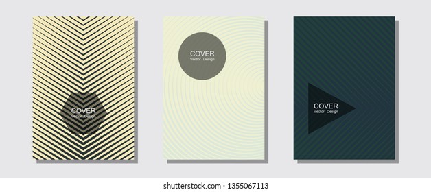 Banner graphics cool vector templates set. Digital collection. Halftone lines music poster background. Elegant patchy mockups. Abstract banners graphic design with lined shapes.