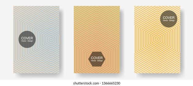 Banner graphics cool vector templates set. Vibrant tech mockups. Halftone lines annual report templates. Corporate catalogs. Abstract banners graphic design with lined shapes.
