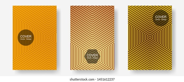 Banner graphics cool vector templates set. Futuristic style. Halftone lines annual report templates. Dynamic retro fashion. Abstract banners graphic design with lined shapes.