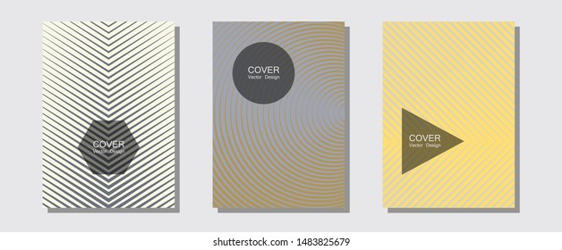 Banner graphics cool vector templates set. Music album adverts. Halftone lines music poster background. Simple book covers. Abstract banners graphic design with lined shapes.
