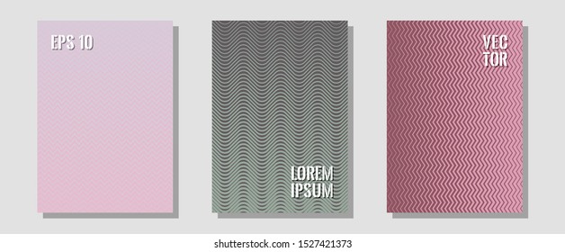 Banner graphics cool vector templates set. Hipster placards. Zigzag halftone lines wave stripes backdrops. Contemporary collection. Abstract banners graphic design with lined shapes.