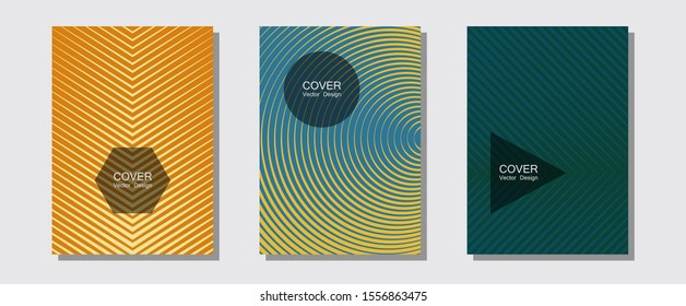 Banner graphics cool vector templates set. Laconic business cards. Halftone lines music poster background. Minimal booklets. Abstract banners graphic design with lined shapes.