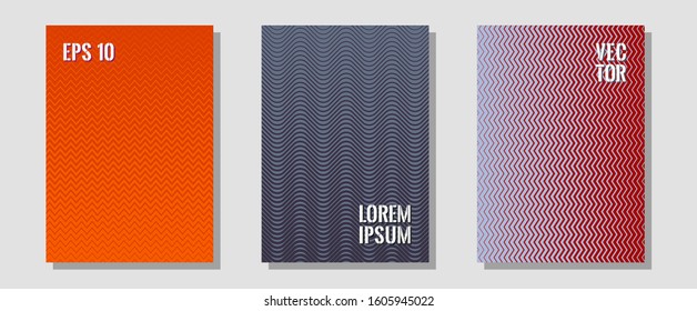 Banner graphics cool vector templates set. Future mockups samples. Zigzag halftone lines wave stripes backdrops. Hipster placards. Abstract banners graphic design with lined shapes.