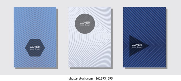 Banner graphics cool vector templates set. Presentation backdrops. Halftone lines music poster background. Corporate catalogs. Abstract banners graphic design with lined shapes.