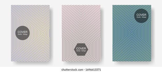 Conjunto de plantillas vectoriales de enfriamiento de gráficos de banner. Sencillas portadas de libros. Plantillas de informes anuales de líneas de semitonos. Notas educativas. Diseño gráfico de pancartas abstractas con formas alineadas.
